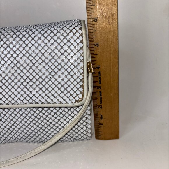 WHITING & DAVIS White Metal Mesh Shoulder Bag Purse Clutch 1980'S - Picture 9 of 15